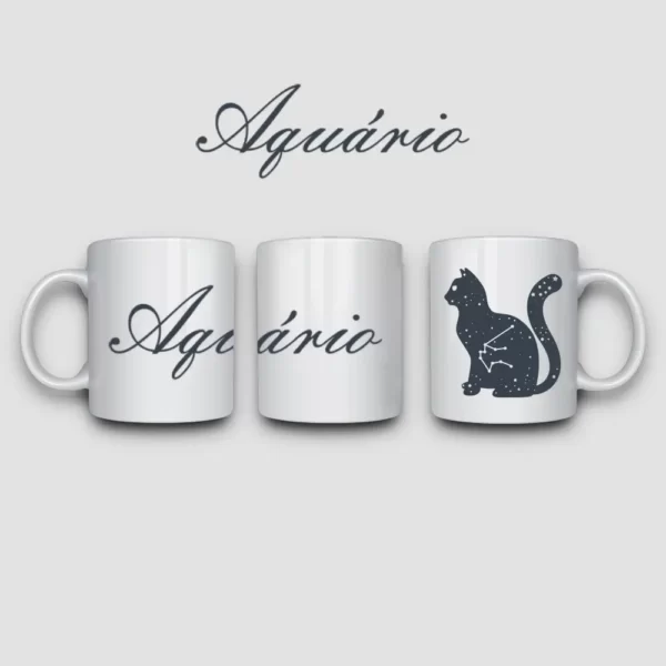 Caneca de Porcelana - Gato Constelação de Aquário - Imagem 3