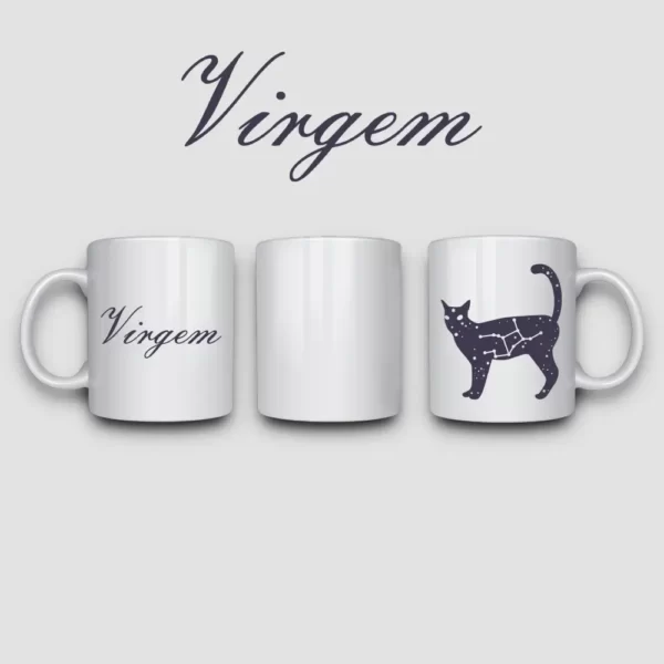 Caneca de Porcelana - Gato Constelação de Virgem - Imagem 2