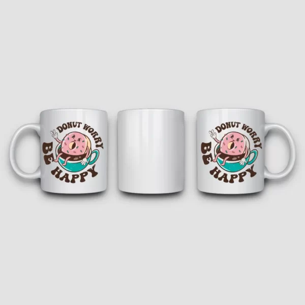 Caneca de Porcelana - Donut Worry :) Be Happy - Imagem 2