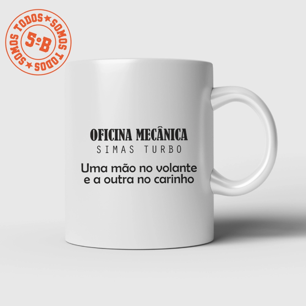 Caneca de Porcelana - Oficina Mecânica Simas Turbo - Uma Mão no Carinho