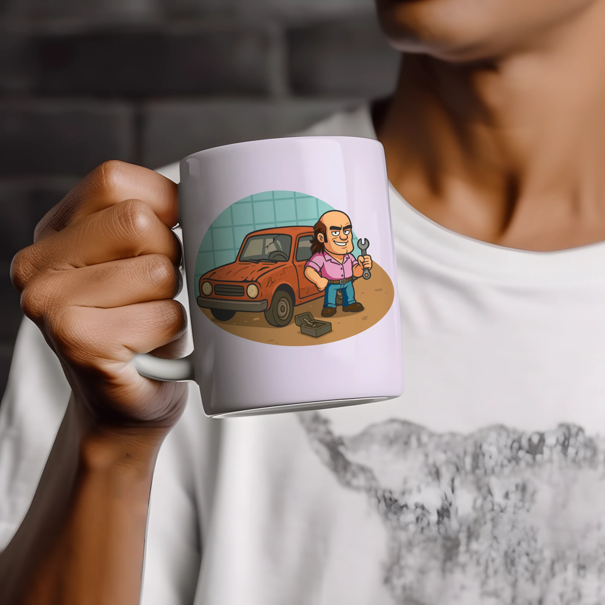 Caneca de Porcelana - Oficina Mecânica Simas Turbo - Uma Mão no Carinho - Imagem 2